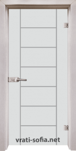 Стъклена интериорна врата Gravur G 13-6, цвят каса Перла