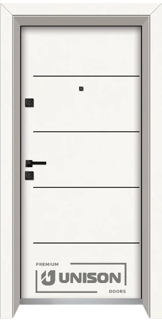 Входна врата UNISON LAMINOR L-107, цвят Класическо Бяло